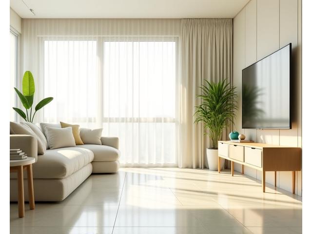 깔끔하게 정돈된 아파트 거실의 전경